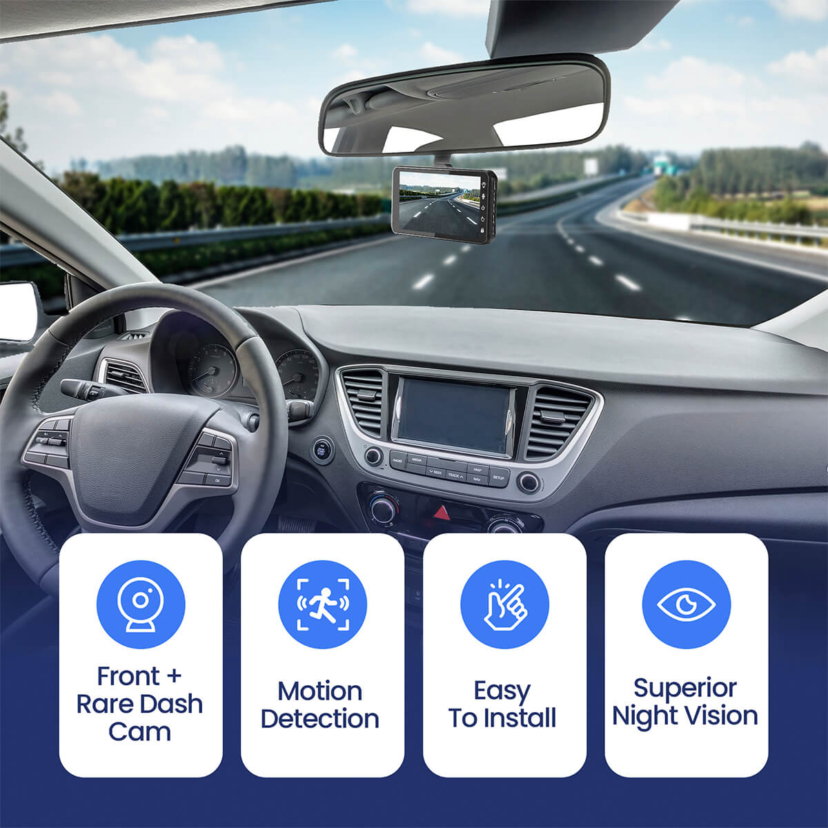 Pro Dash Cam with HD Video Recording and Night Vision