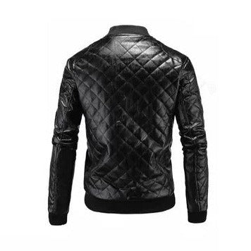 Mens Quilted Biker Jacket Lightweight Motorcycle Coat