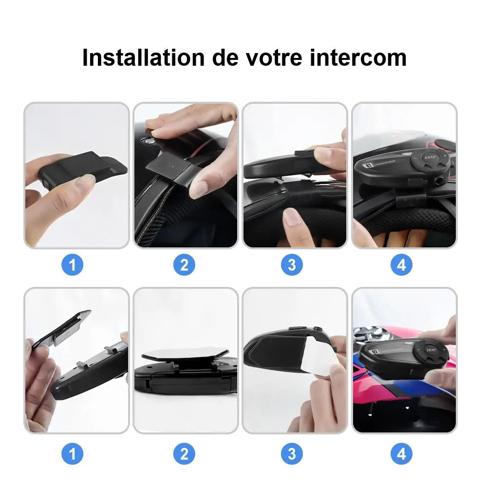 Bluetooth Motorcycle Intercom with Handlebar Controls and Speakerphone Communication System