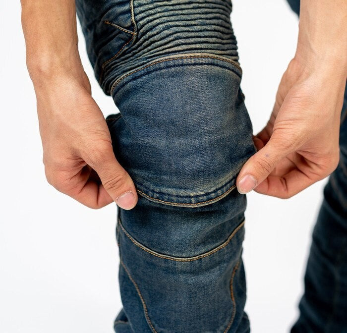 Blue Motorcycle Riding Jeans with Pockets