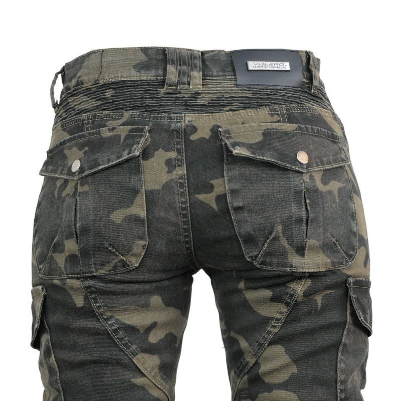 Womens Military Camo Motorcycle Jeans Durable Riding Pants