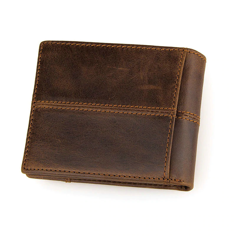 Light Brown Biker Wallet Genuine Leather Mens Slim RFID Blocking Wallet