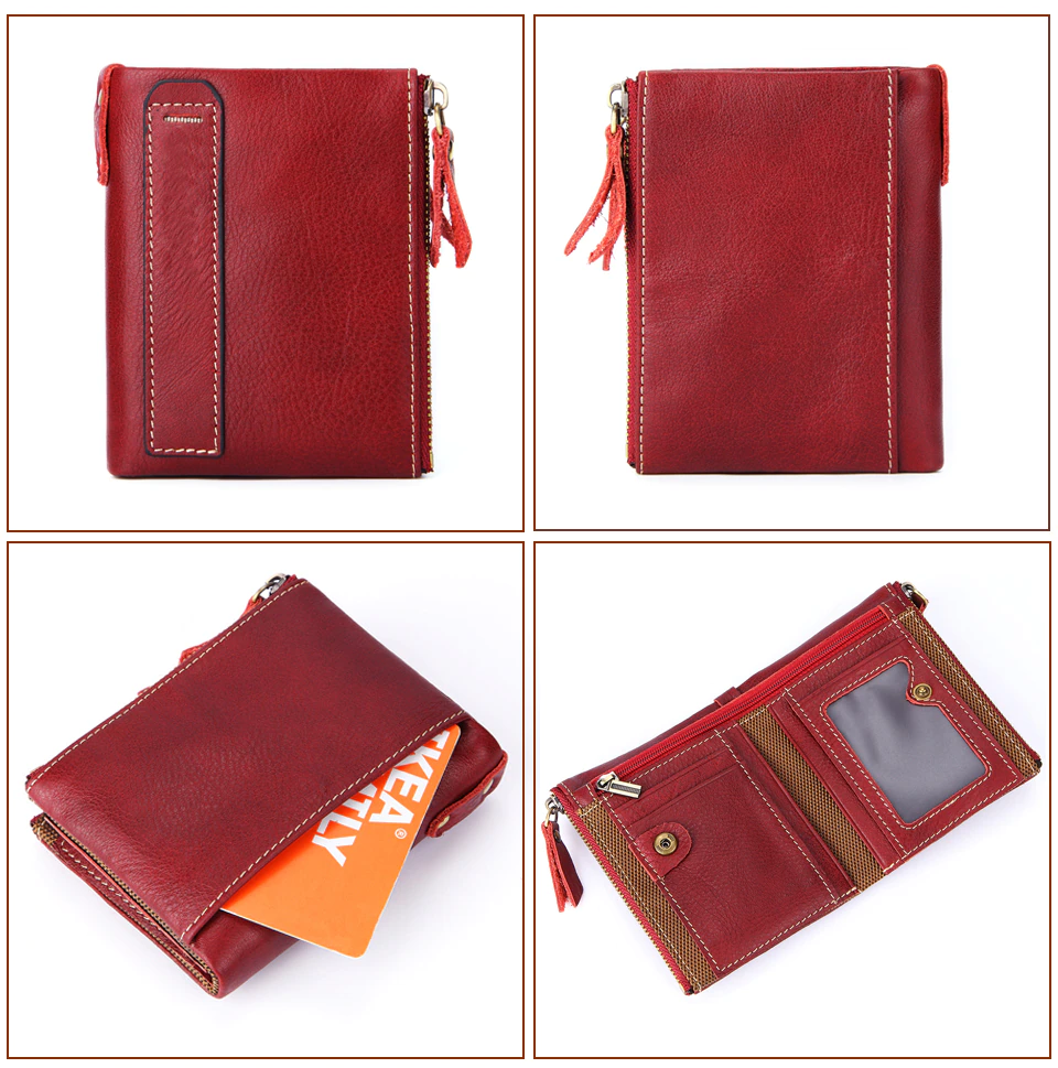 Bright Red Biker Wallet Mens Leather Motorcycle Wallet Durable Slim Design