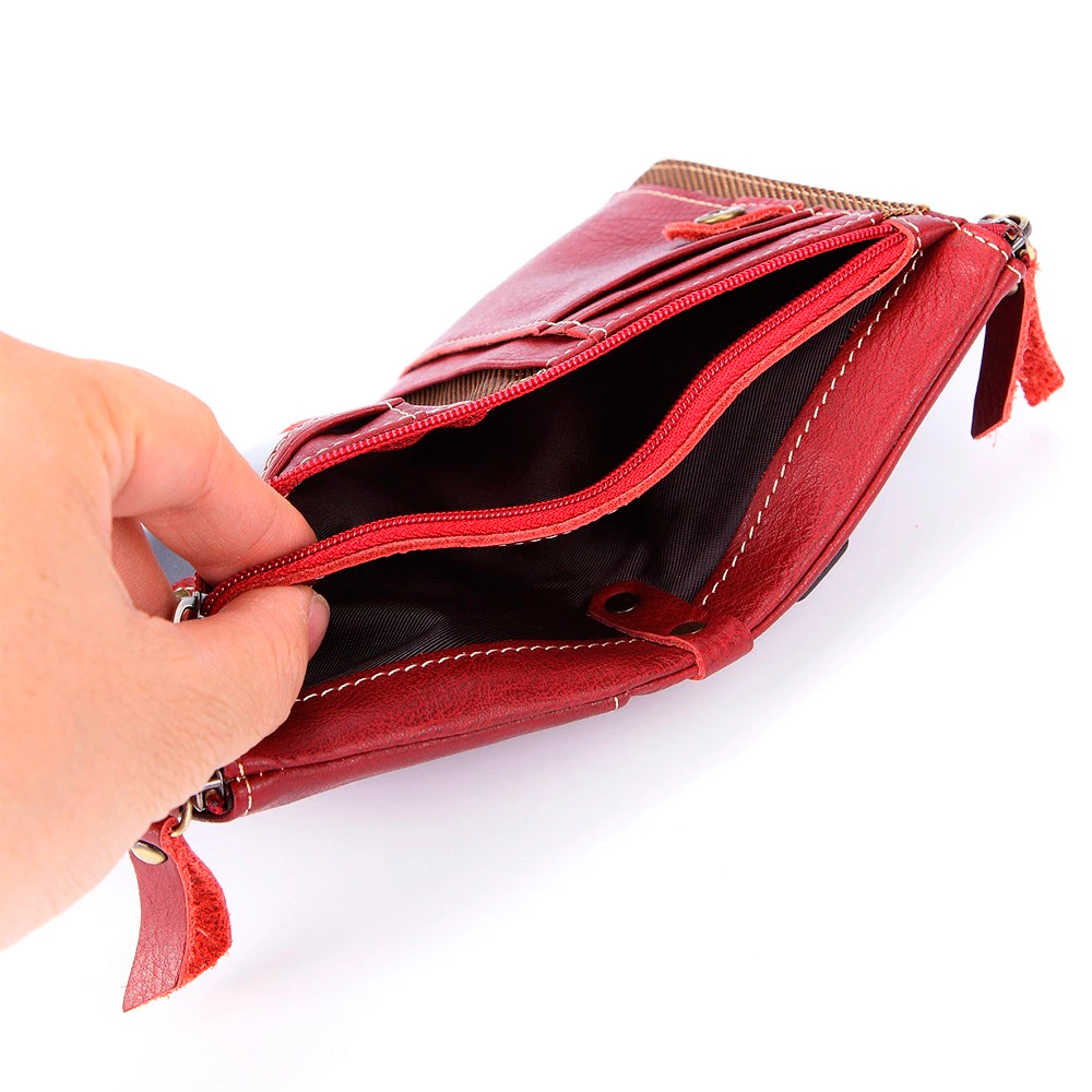 Bright Red Biker Wallet Mens Leather Motorcycle Wallet Durable Slim Design