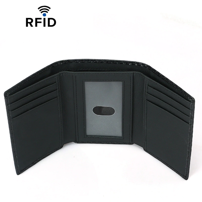 RFID Blocking Biker Wallet Durable Leather Slim Mens Wallet