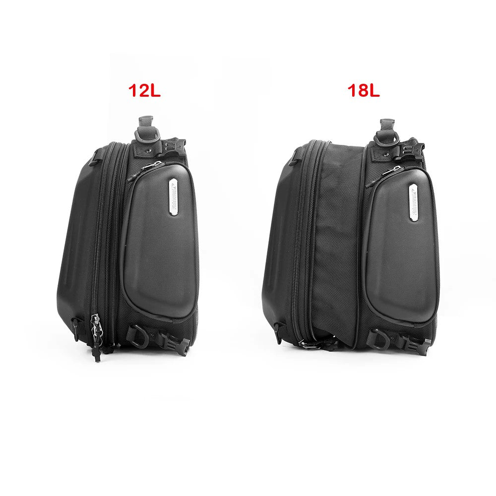 Black Expandable Motorcycle Seat Bag