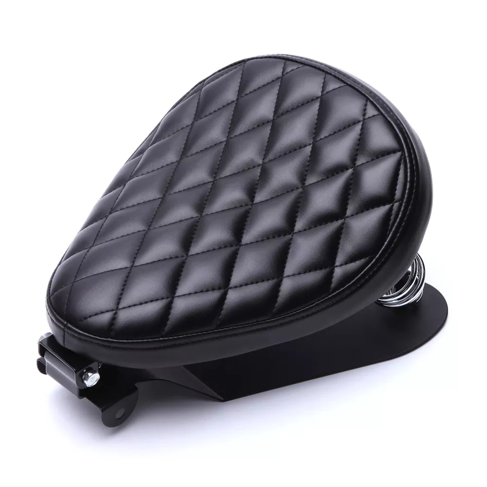 Black Leather Bobber Motorcycle Seat