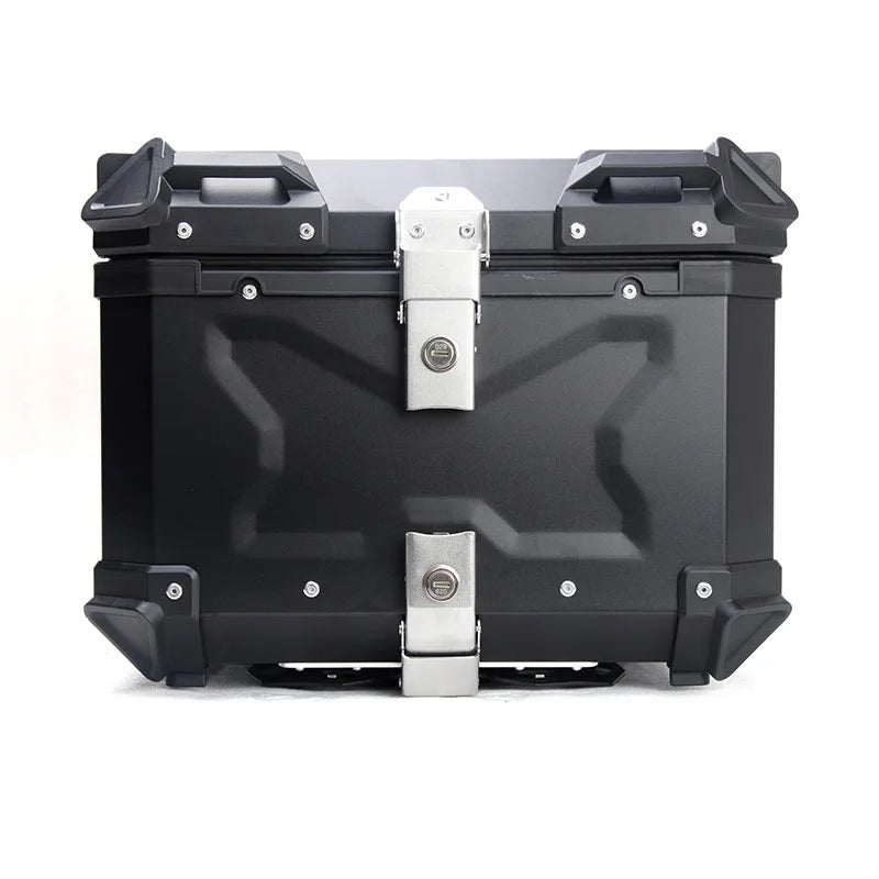Universal 55L Black Aluminum Motorcycle Top Case Storage Box