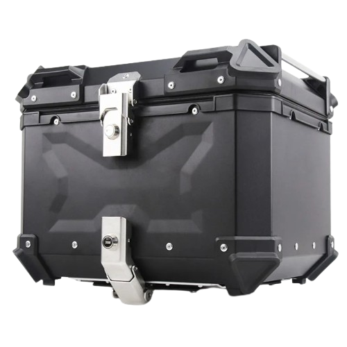 Universal 55L Black Aluminum Motorcycle Top Case Storage Box