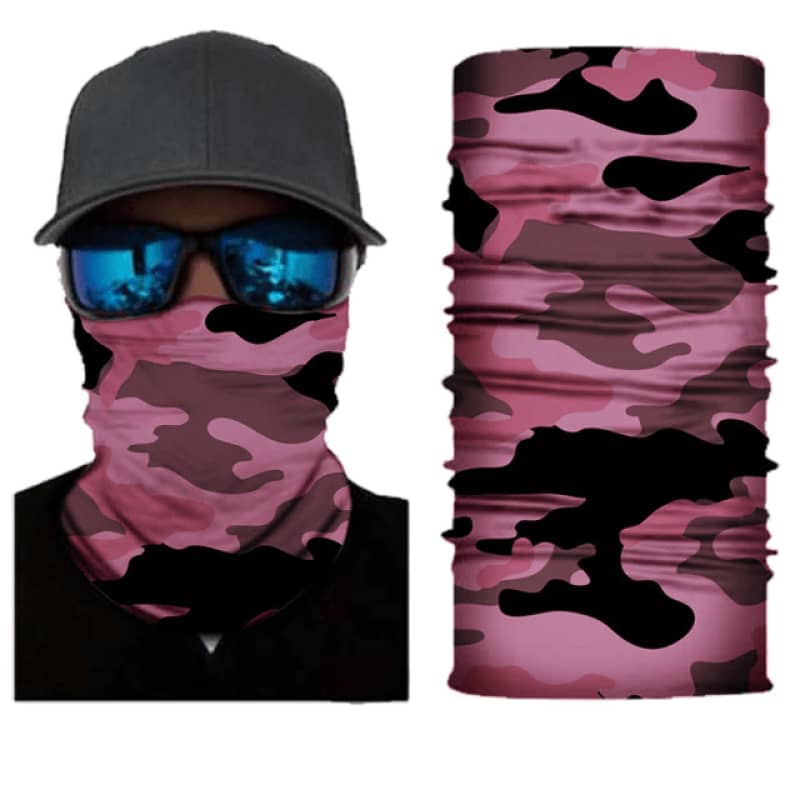 Womens Motorcycle Neck Gaiter Pink Camouflage Face Mask Bandana