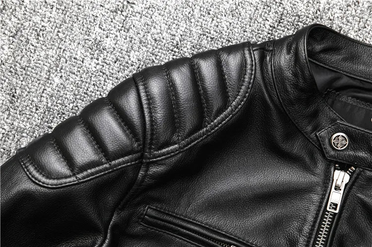 Mens Sheepskin Leather Biker Jacket Classic Perfecto Style