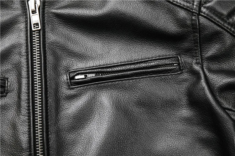 Mens Sheepskin Leather Biker Jacket Classic Perfecto Style