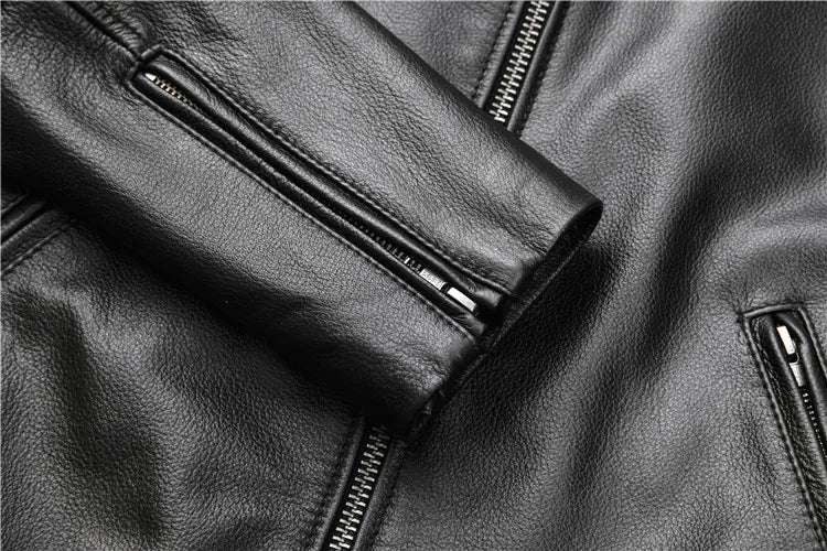 Mens Sheepskin Leather Biker Jacket Classic Perfecto Style