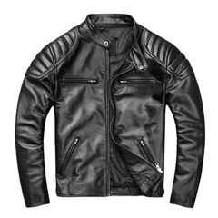 Mens Sheepskin Leather Biker Jacket Classic Perfecto Style