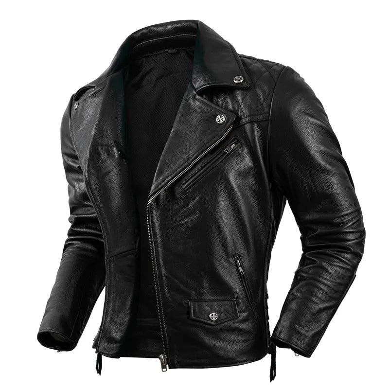Mens Black Leather Biker Jacket Perfecto Style