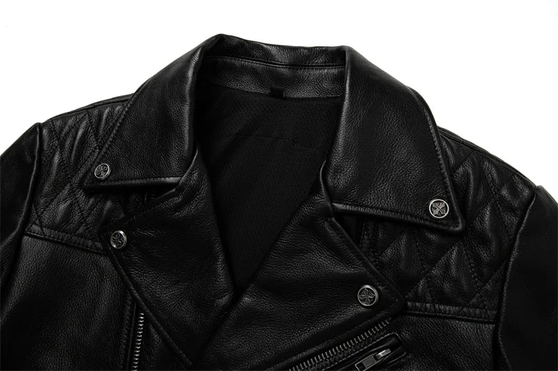 Mens Black Leather Biker Jacket Perfecto Style