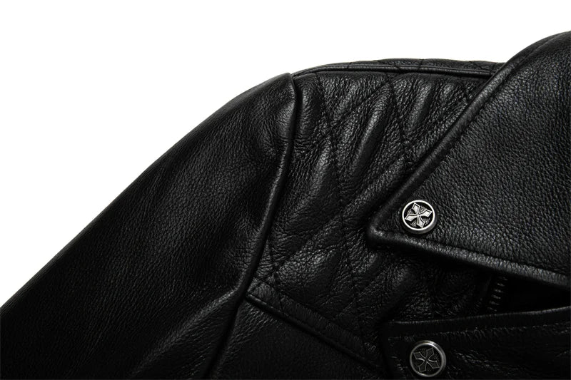 Mens Black Leather Biker Jacket Perfecto Style