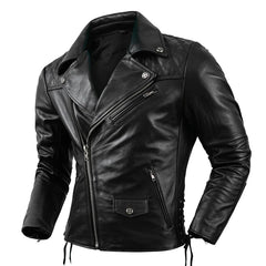 Mens Black Leather Biker Jacket Perfecto Style