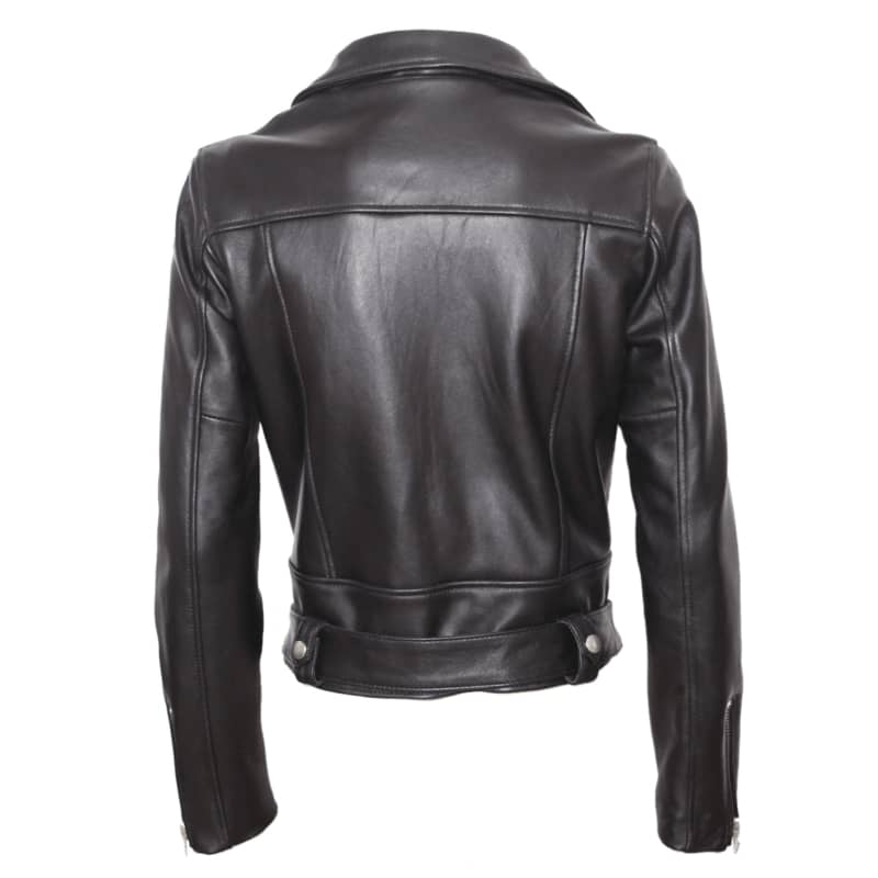 Womens Biker Jacket Mapple Genuine Leather Motorcycle Coat
