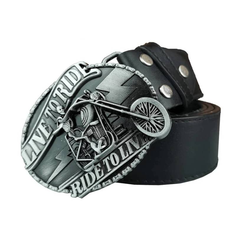 Biker Belt Live to Ride Ride to Live Motorcycle Leather Belt