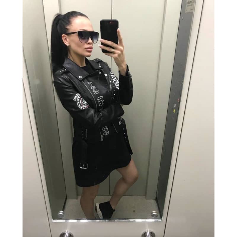 Womens Biker Jacket Struggle Leather Motorcycle Coat
