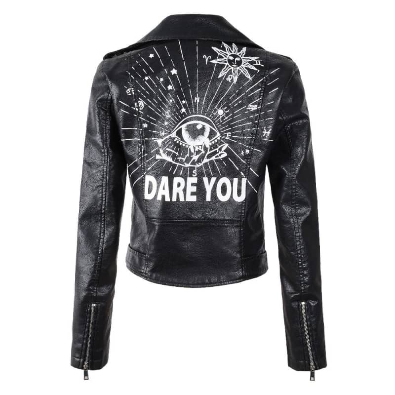 Womens Biker Jacket Struggle Leather Motorcycle Coat