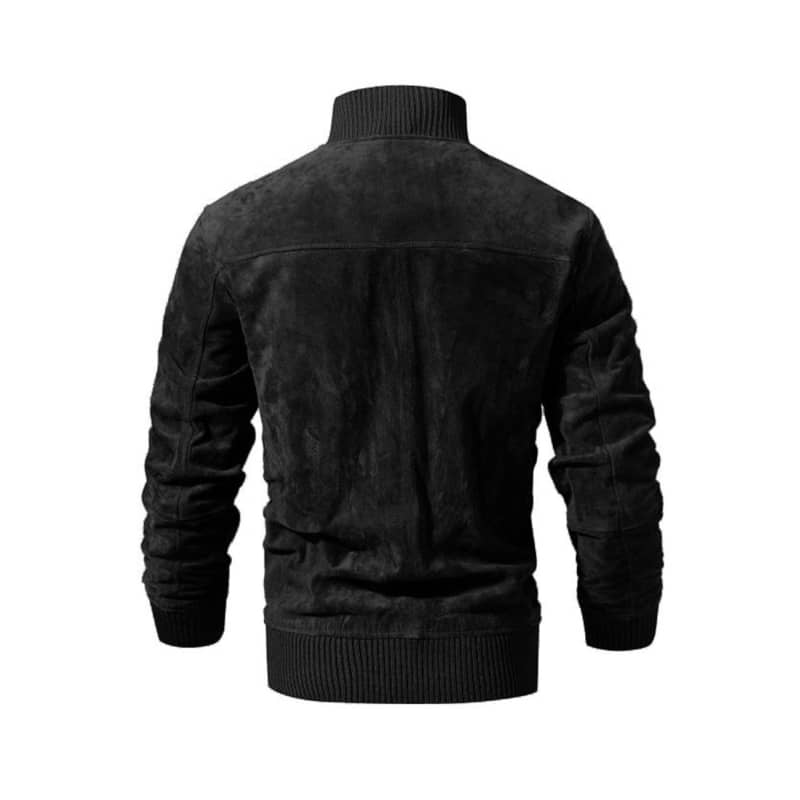 Mens Suede Leather Biker Jacket Slim Fit Motorcycle Coat
