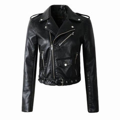 Womens Black Biker Jacket Lisa Slim Fit Motorcycle Coat