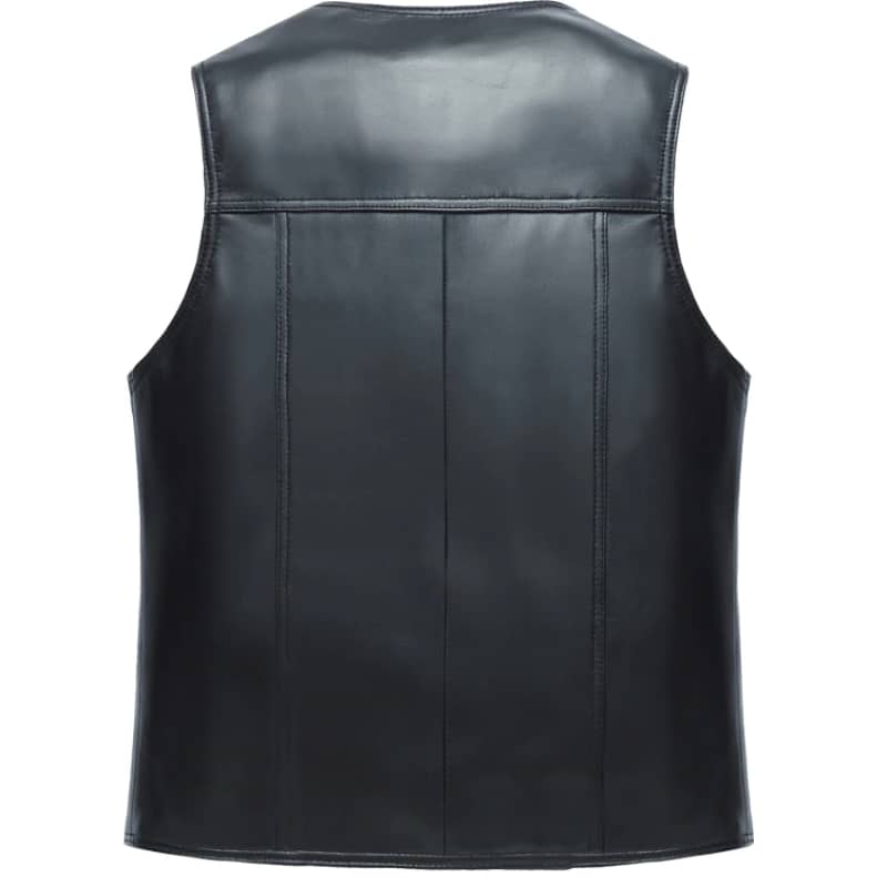 Mens Vintage Leather Biker Vest Motorcycle Jacket
