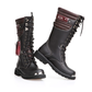 Black and Red Biker Motorcycle Boots for Men