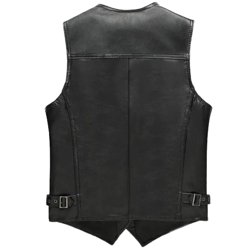Vintage Brown Leather Biker Vest