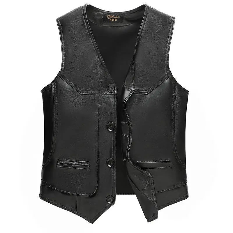 Vintage Brown Leather Biker Vest