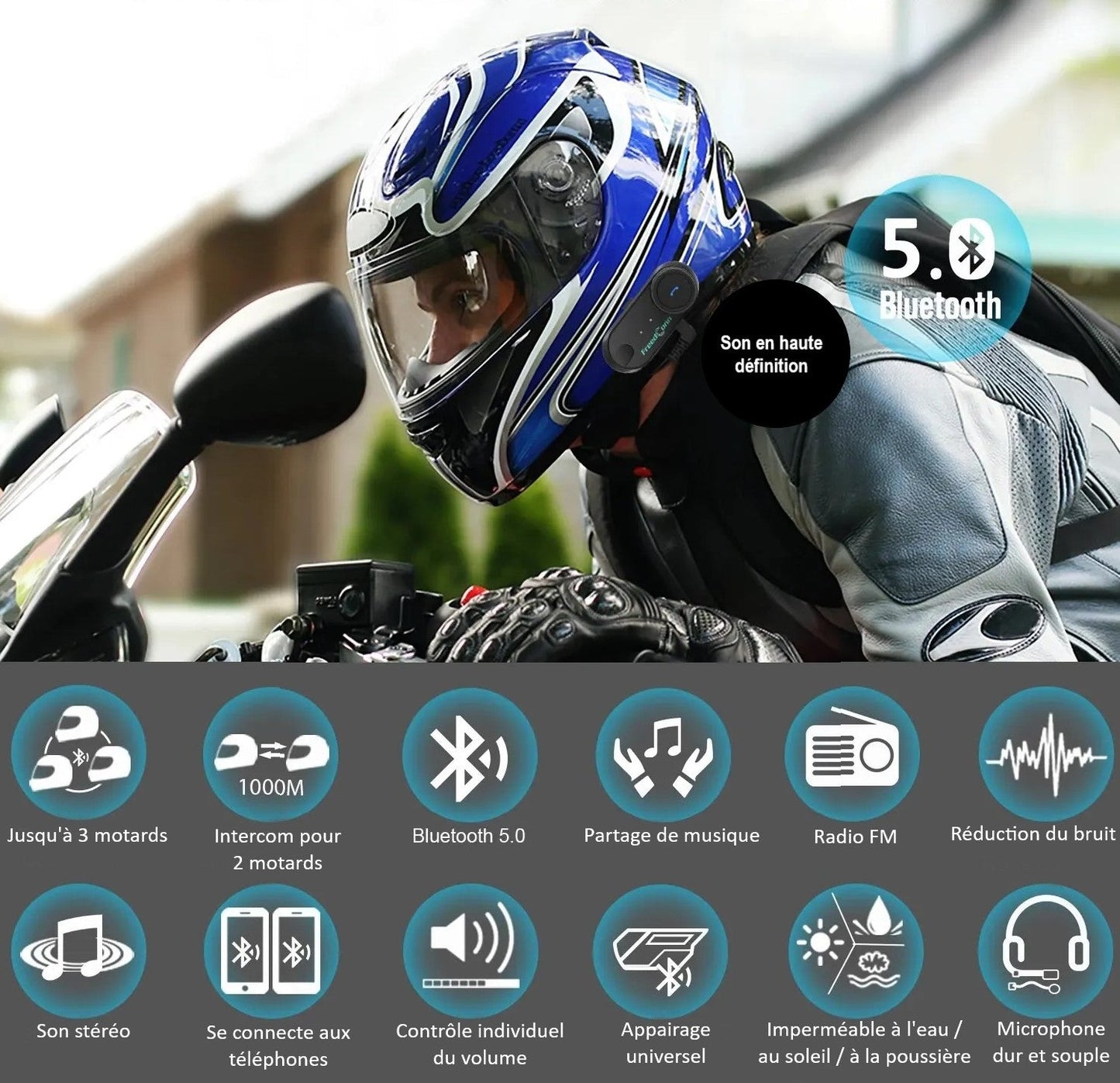 Freedcom Motorcycle Intercom Bluetooth Communication System