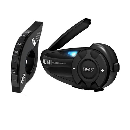 Bluetooth Motorcycle Intercom with Handlebar Controls and Speakerphone Communication System