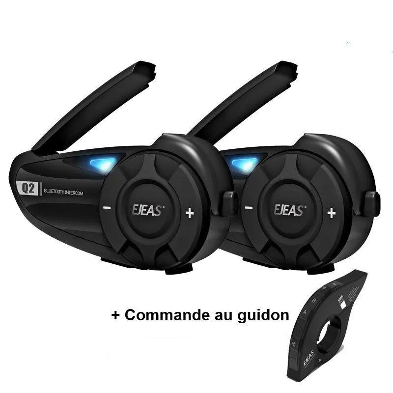 Bluetooth Motorcycle Intercom with Handlebar Controls and Speakerphone Communication System