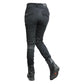 Womens Black Motorcycle Riding Jeans Kevlar Reinforced Slim Fit