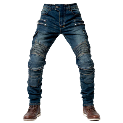 Blue Motorcycle Riding Jeans with Pockets