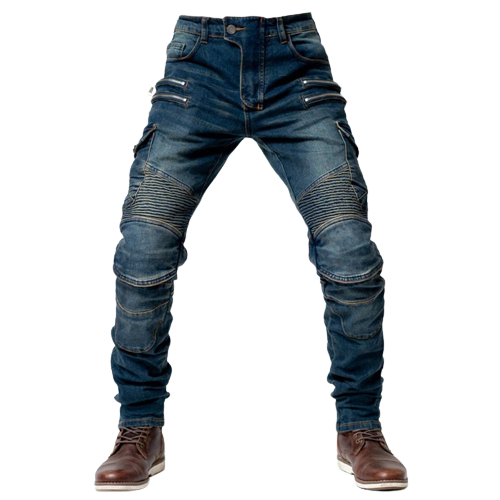 Blue Motorcycle Riding Jeans with Pockets