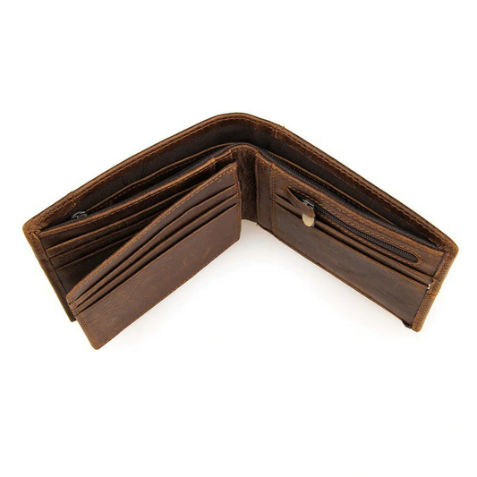 Light Brown Biker Wallet Genuine Leather Mens Slim RFID Blocking Wallet