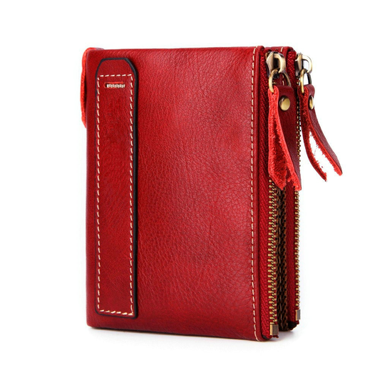 Bright Red Biker Wallet Mens Leather Motorcycle Wallet Durable Slim Design