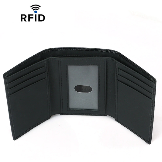RFID Blocking Biker Wallet Durable Leather Slim Mens Wallet