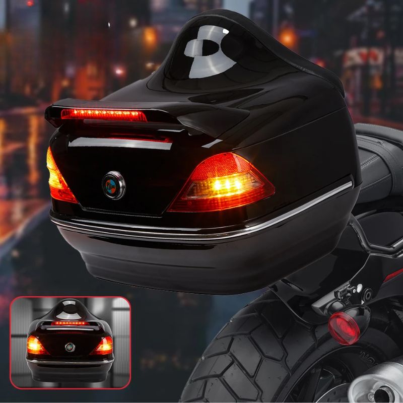 26L Motorcycle Top Case Storage Box Hard Shell Rear Trunk Bag