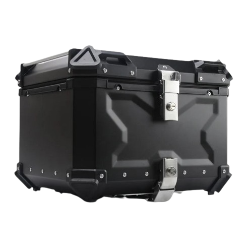 Universal 55L Black Aluminum Motorcycle Top Case Storage Box