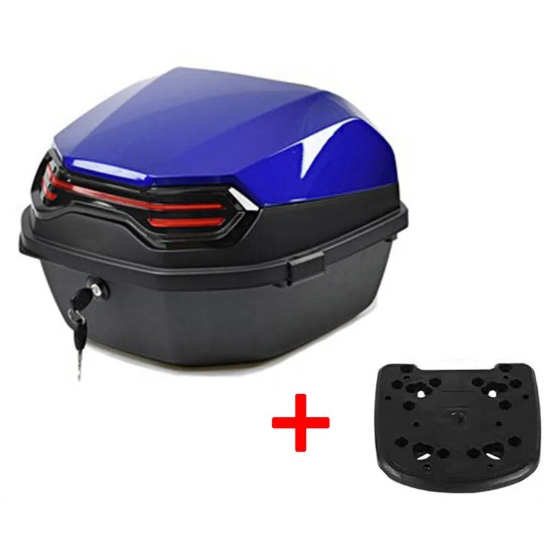 30L Blue Motorcycle Top Case Hard Shell Storage Box