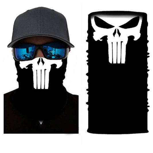 Motorcycle Neck Gaiter Punisher White Face Mask Bandana
