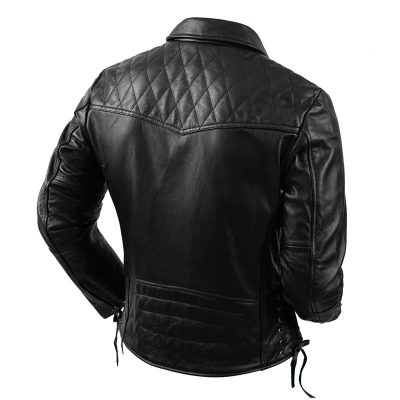 Mens Black Leather Biker Jacket Perfecto Style