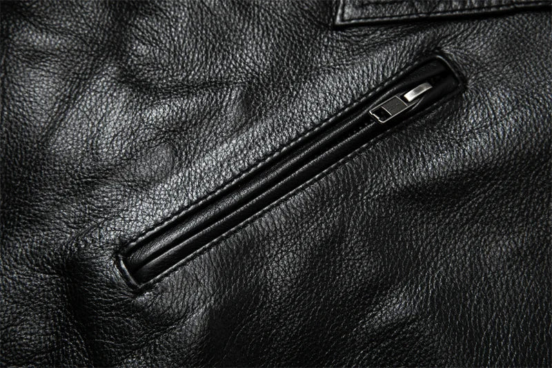 Mens Black Leather Biker Jacket Perfecto Style