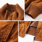 Mens Suede Leather Biker Jacket Slim Fit Motorcycle Coat