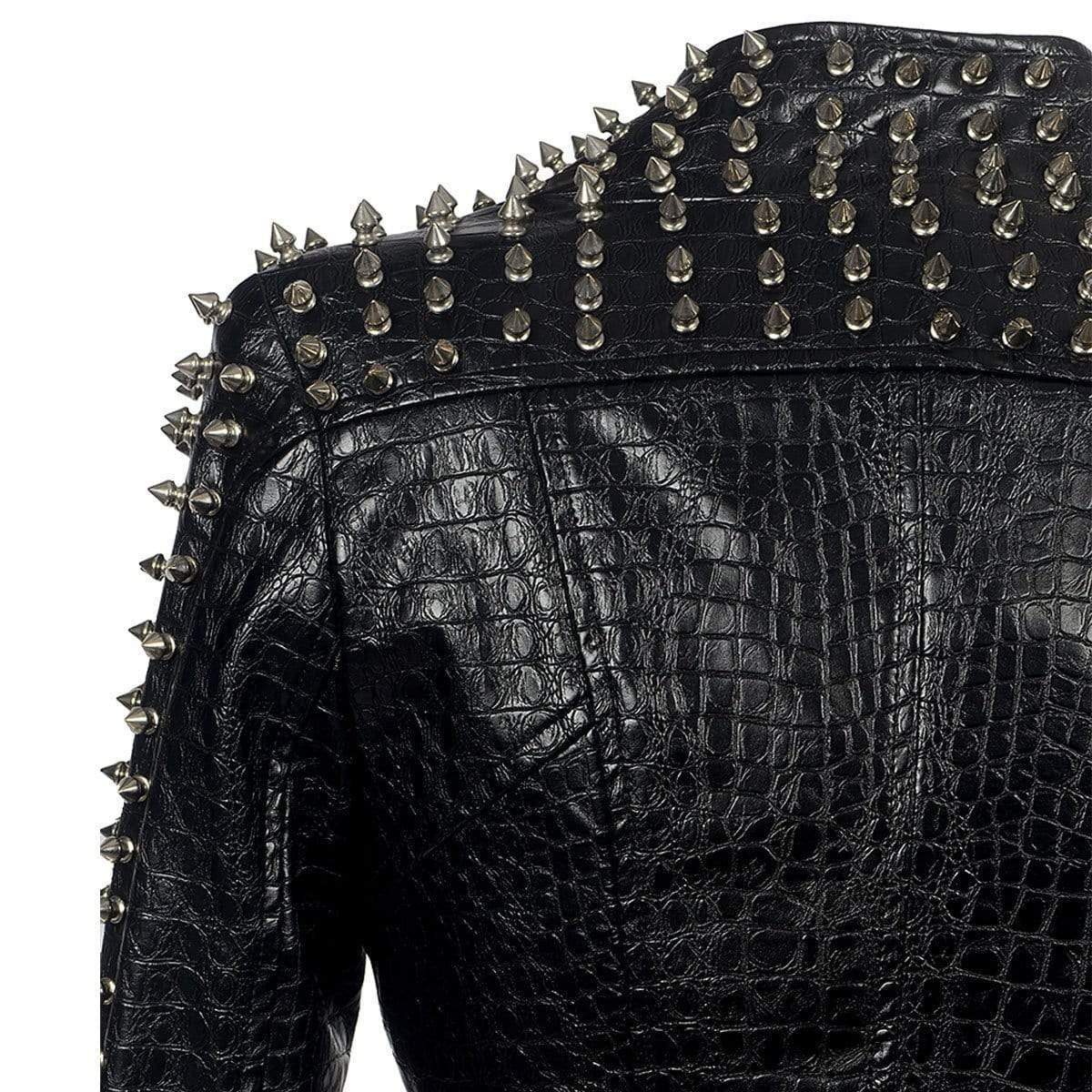 Womens Studded Biker Jacket Classic Leather Moto Perfecto