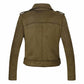 Womens Green Suede Biker Jacket